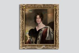 Early 19th Century British School oil on canvas - portrait of a lady with ermine robes, signature