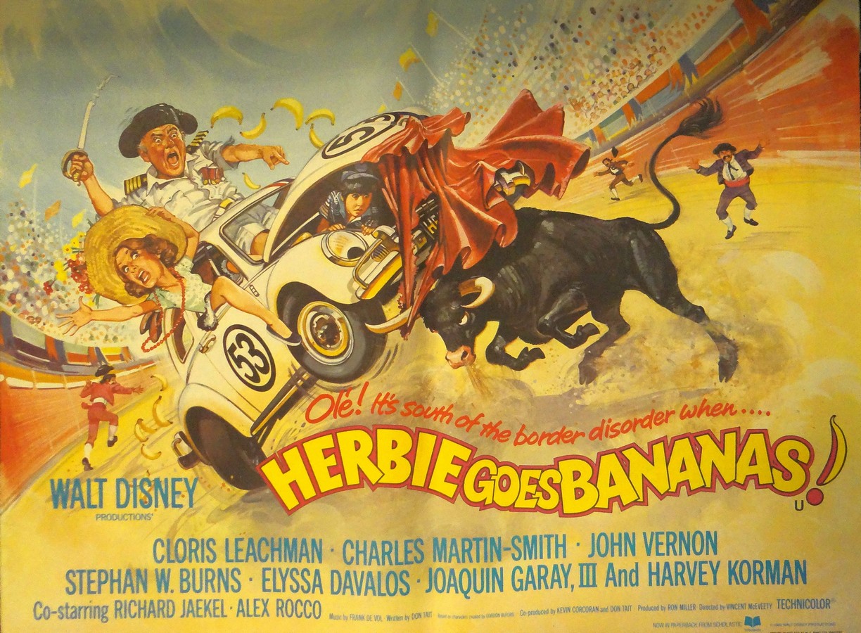 HERBIE GOES BANANAS (1980, rolled, with lobby quad poster 30ins x40ins and set of 4 lobby sheets