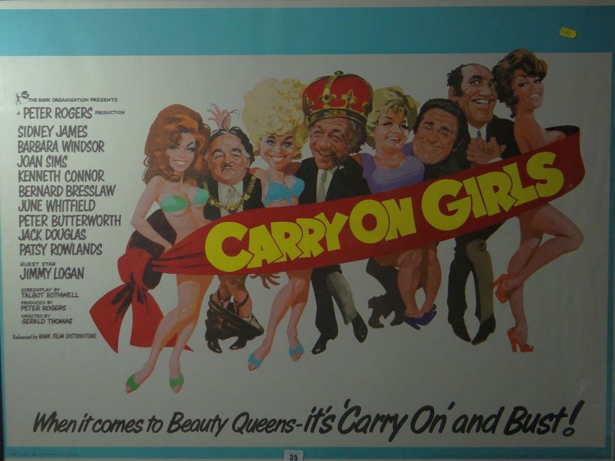 CARRY ON GIRLS (1973) UK Quad, 30ins x 40ins Rolled, in clip frame