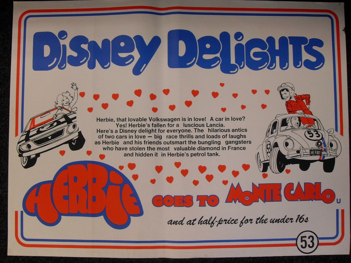 TWO `HERBIE` QUAD POSTERS (30ins x 40ins): THE LOVE BUG (1968, tear on left side, piece missing,