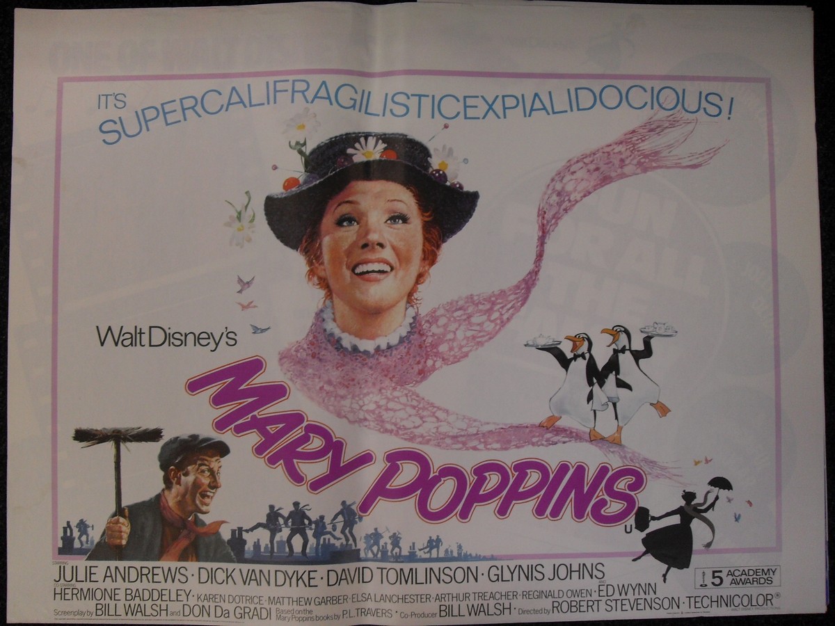 MARY POPPINS (1964) UK Quad, 30ins x 40ins Issued for 1980 re-release, rolled, with quad lobby