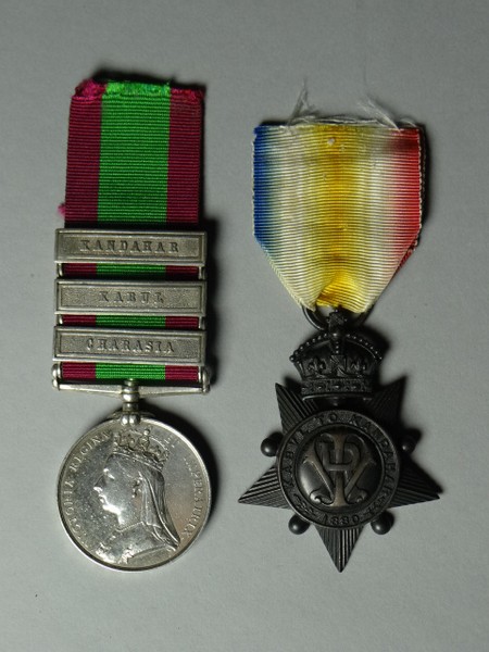 Afghanistan Medal with three clasps (Charasia, Kabul, Kandahar) to 1622 Pte. W. George, 92nd