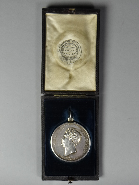 An R.N.L.I. Silver Medal to `Mr Stephen Hurry, Voted 26 April 1843` in leather case of issue by `