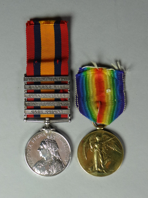 A Queen`s South Africa Medal with five clasps (Cape Colony, Orange Free State, Johannesburg,