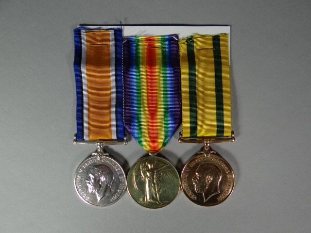 A Territorial War Medal and WWI War & Victory Medal trio to A.Cpl. W.C. Abbott, Som. L.I.