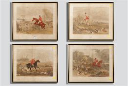 F C TURNER set of four coloured hunting prints from the series `A Southerly Wind and a Cloudy
