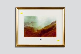 ROB PIERCY coloured print - `Golau Dros Y Glyder`, signed in full, 10.25 x 15 ins (26 x 38 cms)