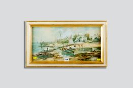 JOSEPH HUGHES CLAYTON well coloured watercolour - harbour and cottage scene at Cemaes, Anglesey with