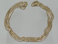 An unmarked but believed 9ct yellow gold long necklace, 36gms