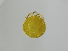 A George III gold spade guinea with scroll mount for pendant, 1793