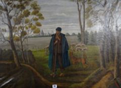 NINETEENTH CENTURY CONTINENTAL SCHOOL BELIEVED LOW-COUNTRIES oil on canvas - shepherd, dog and flock