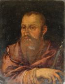 EIGHTEENTH CENTURY CONTINENTAL SCHOOL oil on panel - portrait of a bearded monk holding an object, 7