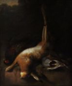 UNKNOWN NINETEENTH CENTURY ENGLISH SCHOOL oil on canvas - study of a hunted hare and other game