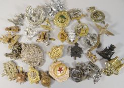 Thirty assorted regimental cap badges