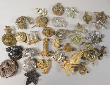 Thirty assorted regimental cap badges