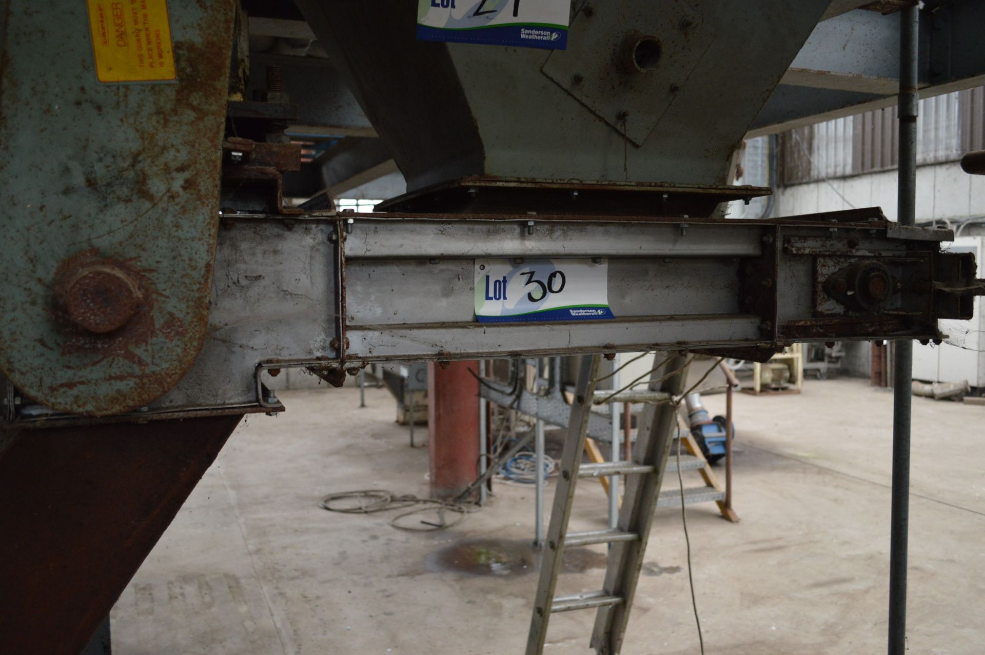 Stainless Steel Cased CF33 Chain and Scraper Conveyor, 1.1m centres long, with geared electric motor