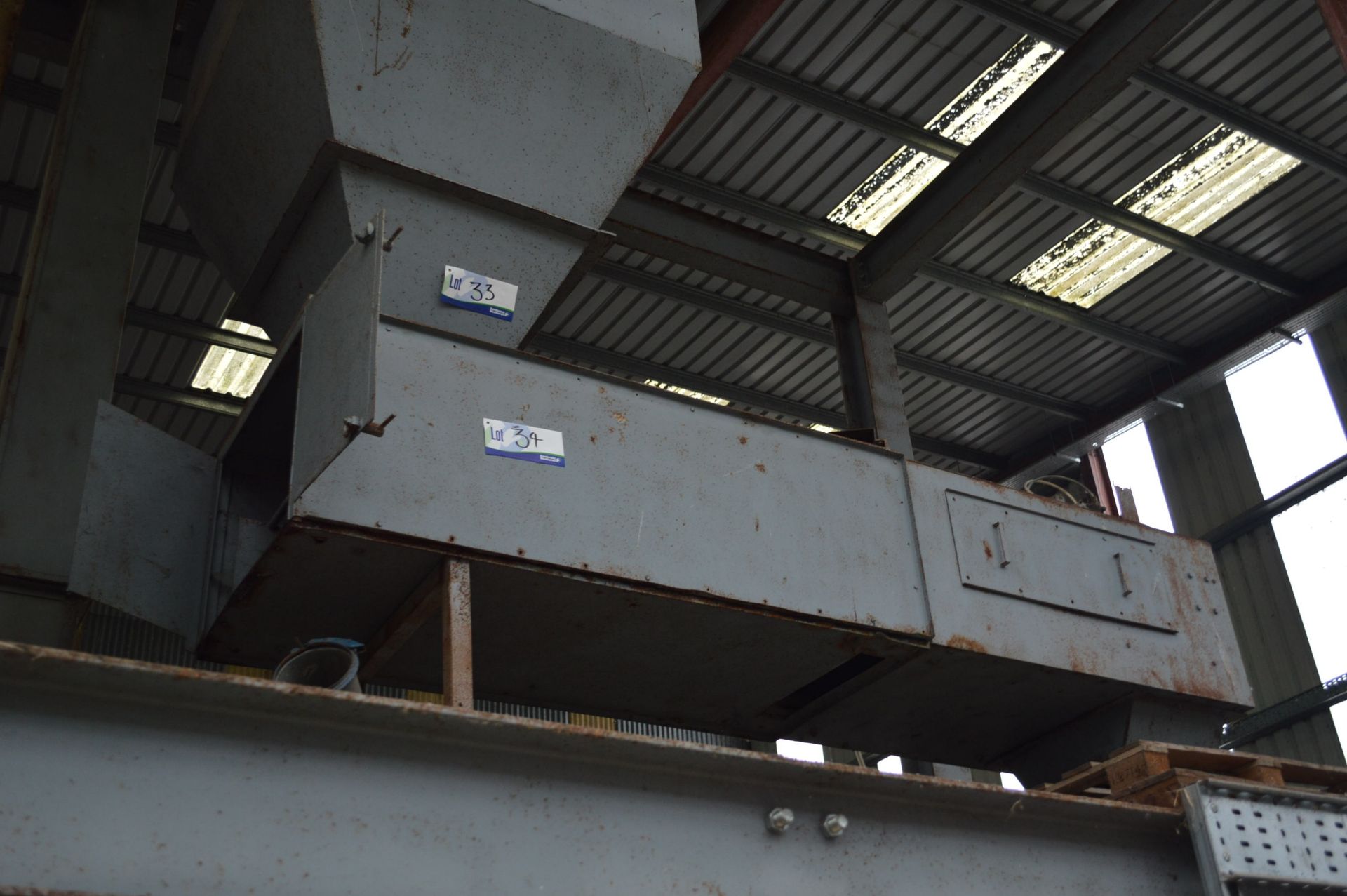 450mm Belt Conveyor, approx. 2.5m centres long with geared electric motor (see lot 35A)