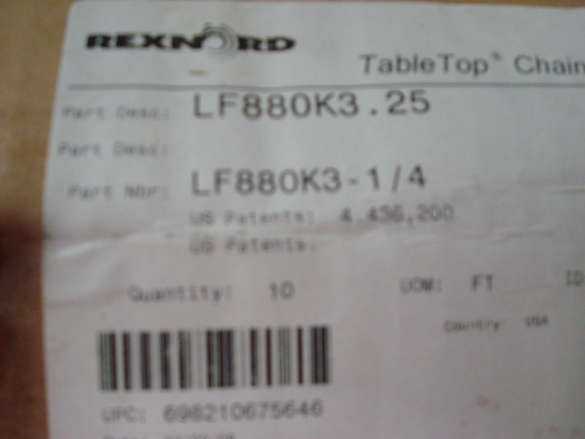 LF880K 3.25 REXNORD & MARBETT TABLE TOP CHAIN - Image 6 of 12