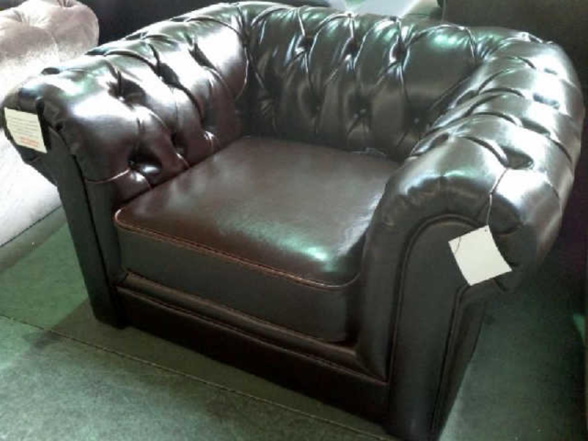 CHESTERFIELD BROWN LEATHER ARMCHAIR AS NEW RRP £309.00