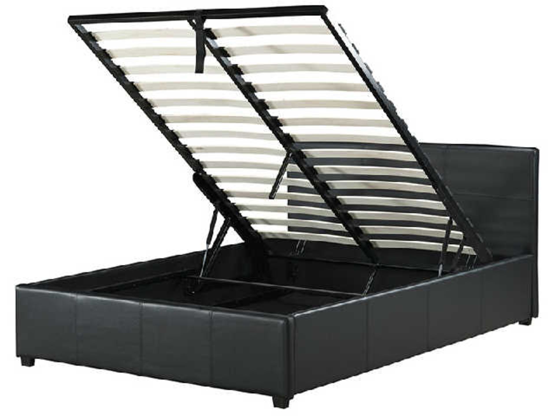 BRAND NEW BOXED ARRAN BLACK FAUX LEATHER OTTOMAN DOUBLE BED RRP £399.00(2 BOXES)