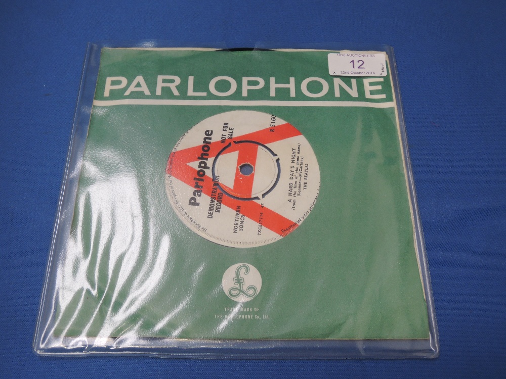 A vinyl record single, The Beatles demo, `A Hard Day`s Night/Things We Said Today`, Parlophone