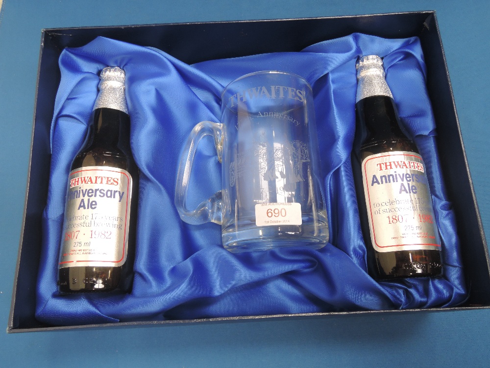 A cased set of two bottles of Anniversary Ale and a tankard commemorating the 175th Anniversary of