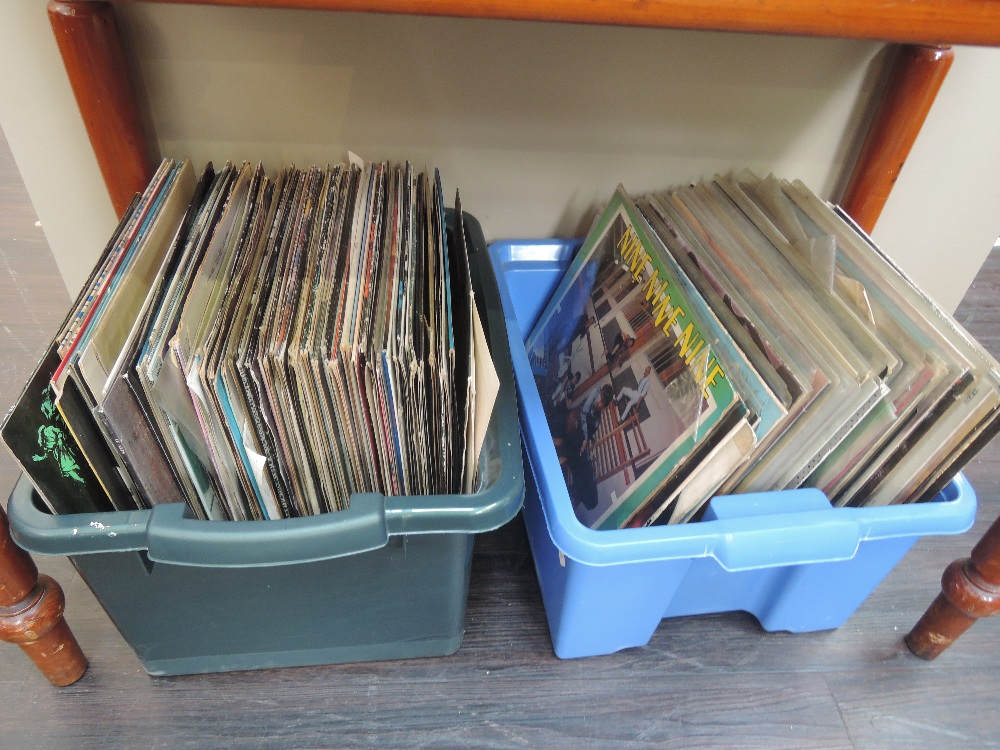 Two crates of vinyl records, albums, mainly 1980/90s including post punk