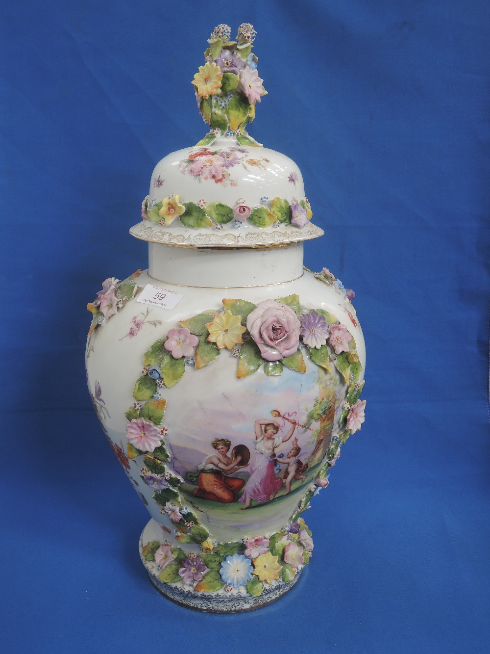 An early 20th century Continental vase and cover in the Meissen style having Kauffmann inspired