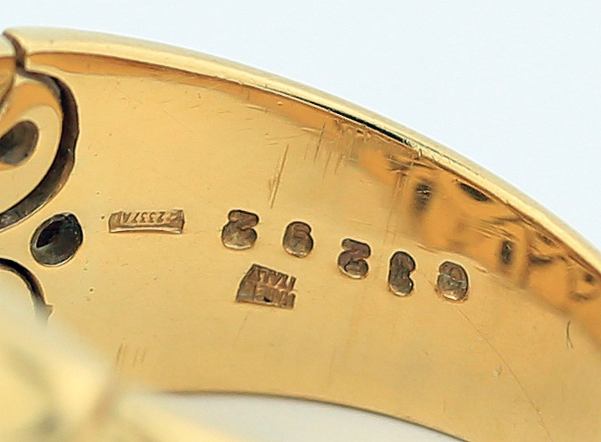 MARINA B., 18 KARAT YELLOW GOLD DIAMOND RING Of flexible design the polished ring, set with round - Image 3 of 5