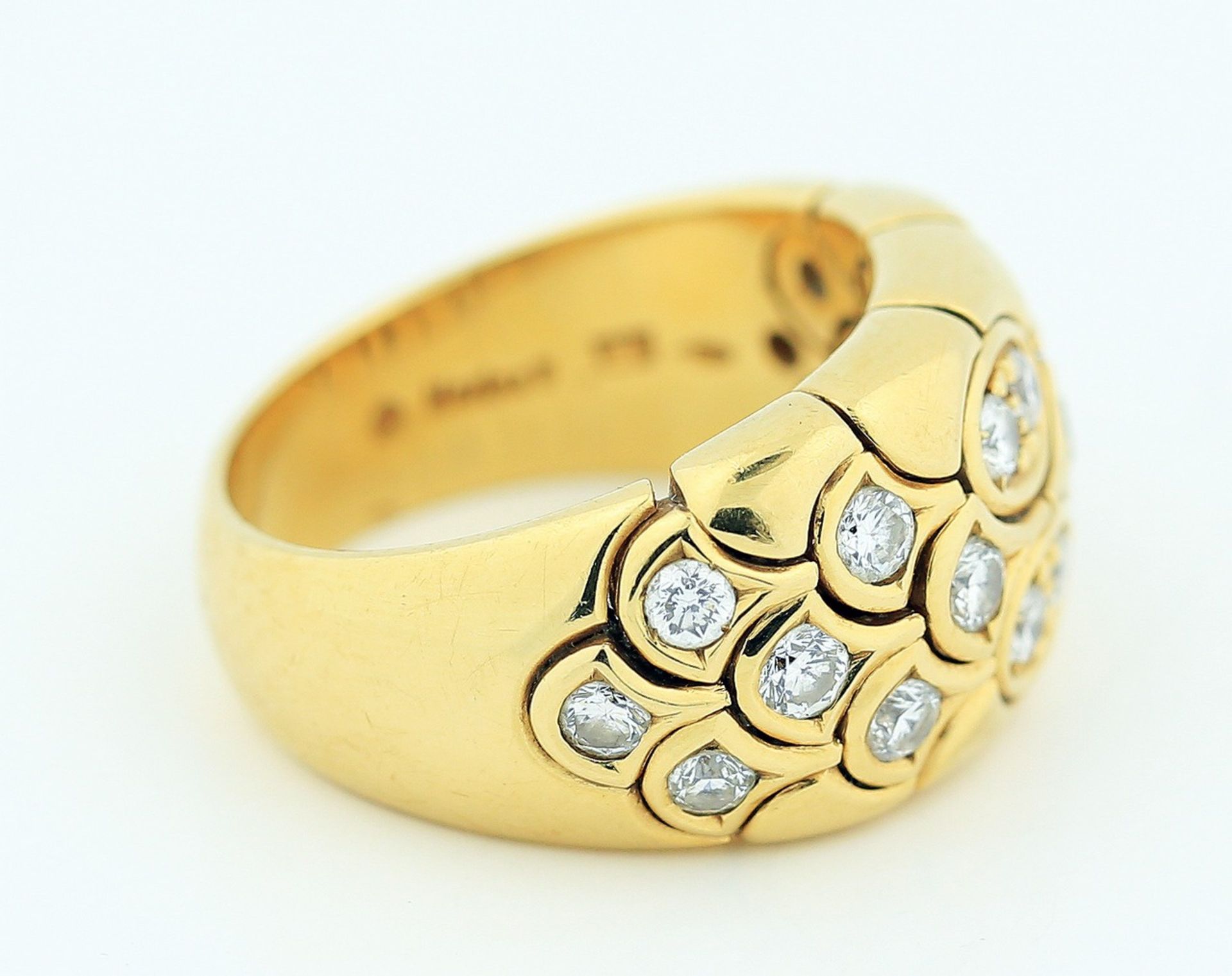 MARINA B., 18 KARAT YELLOW GOLD DIAMOND RING Of flexible design the polished ring, set with round - Image 5 of 5