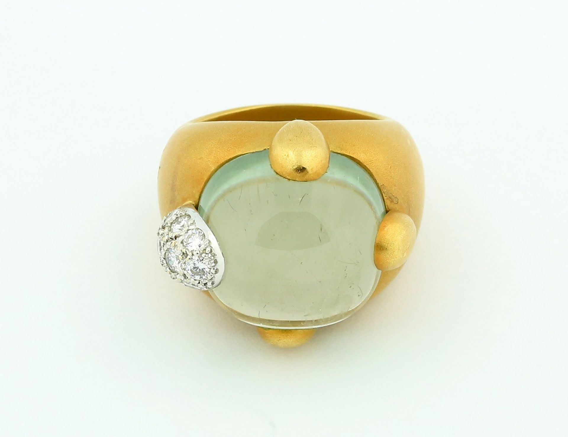 POMELLATO, 18 KARAT, AQUAMARINE AND DIAMOND RING Model 'Griffe', centered by an aquamarine and - Image 2 of 5