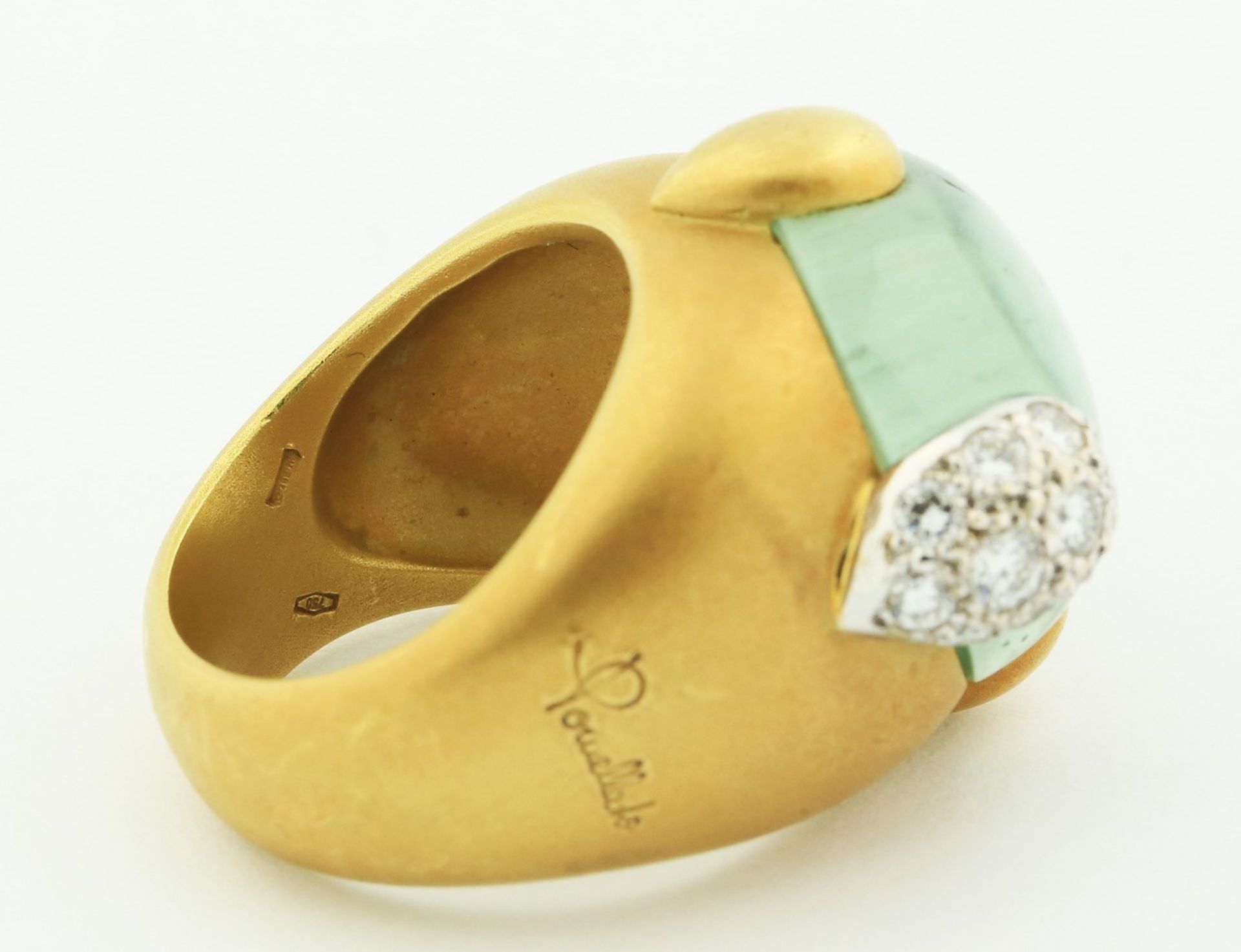 POMELLATO, 18 KARAT, AQUAMARINE AND DIAMOND RING Model 'Griffe', centered by an aquamarine and - Image 4 of 5