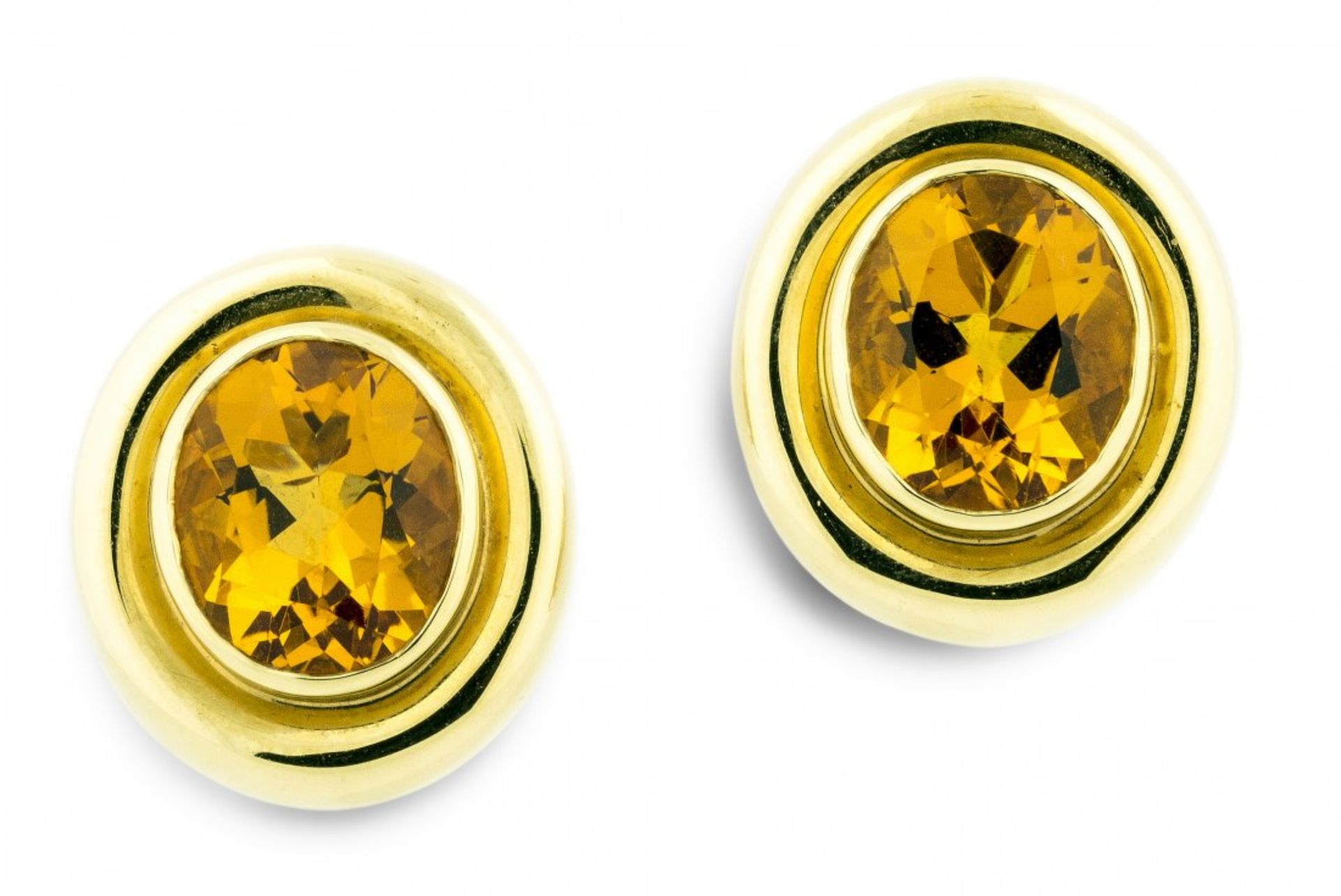 TIFFANY & CO. PALOMA PICCASSO, PAIR OF CITRINE EARRINGS A Pair of 18 karat yellow gold ear clips,