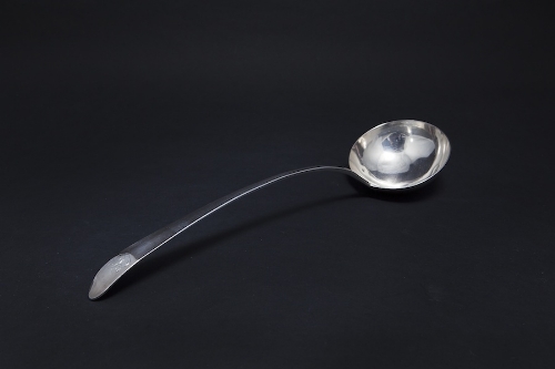 An Irish George III silver tapering point handled soup ladle, Dublin 1785, mark of Michael