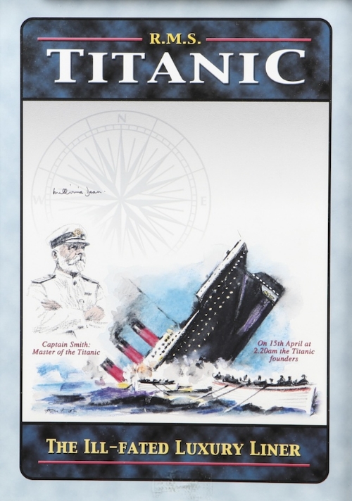 R.M.S. Titanic - The Ill-Fated Luxury Liner
A coloured commemorative poster, approx. 33cms x