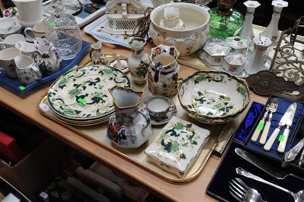 A tray of Masons pottery inc. Chartreuse
