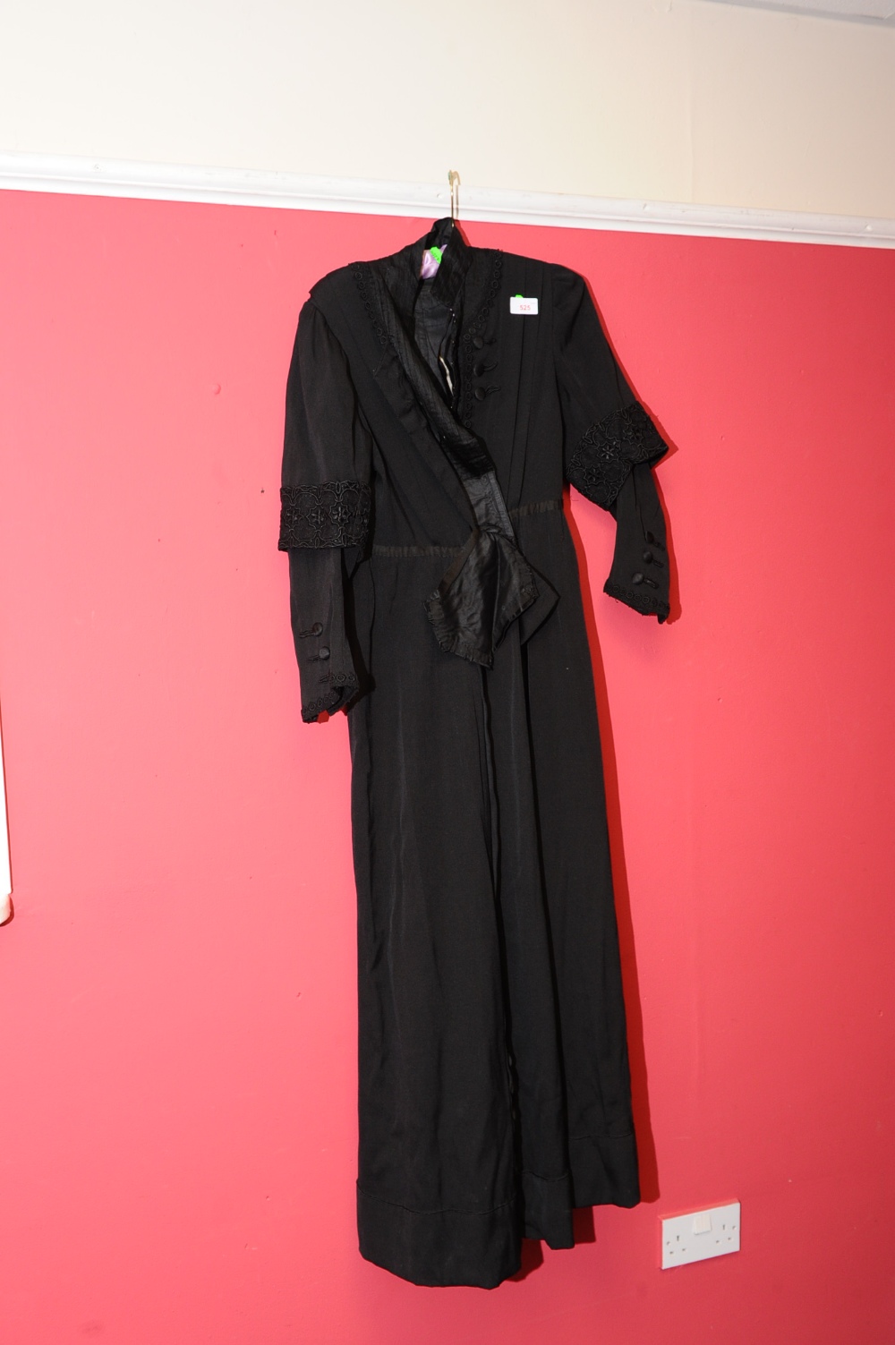 An Edwardian black lady`s mourning dress