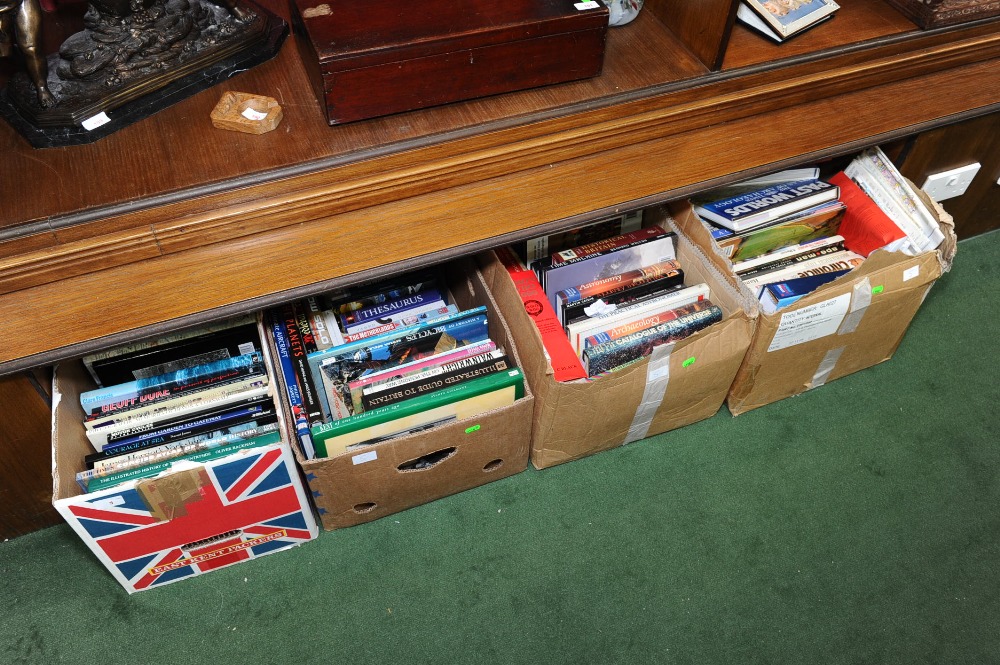 Four boxes of reference books inc. world history, astronomy etc.