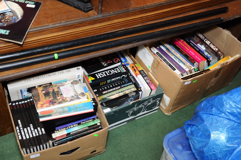 Three boxes of reference books inc. ancient civilizations, astrology, astronomy, geology etc.