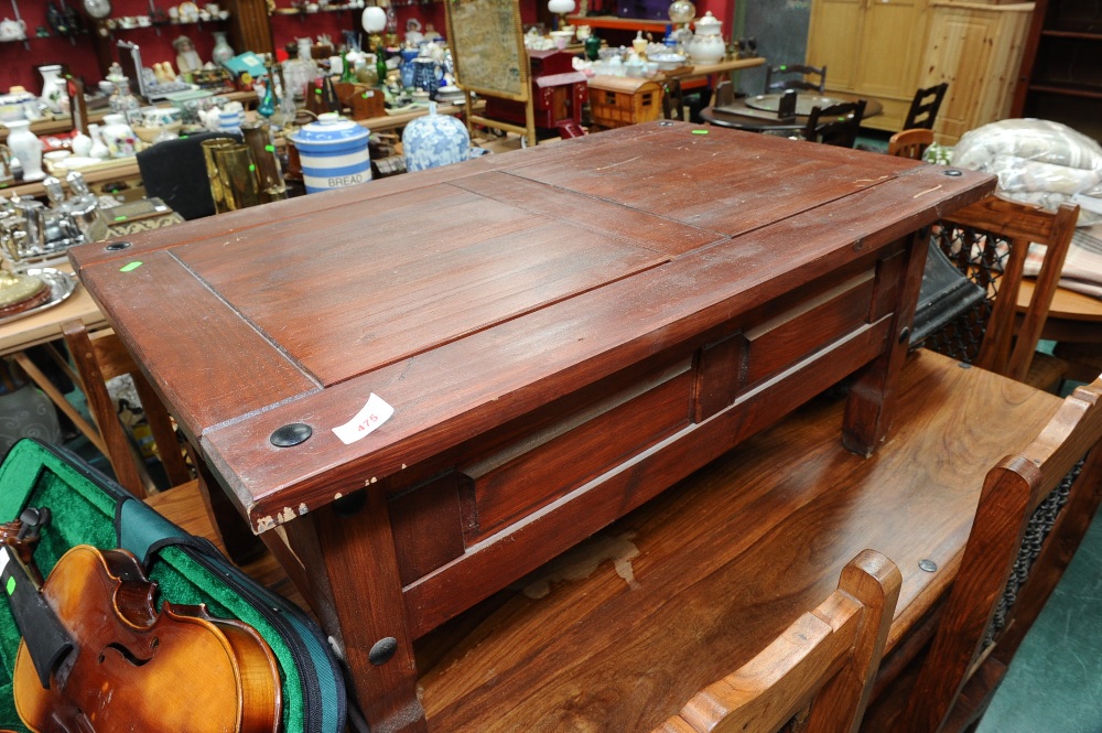 A stained pine coffee table