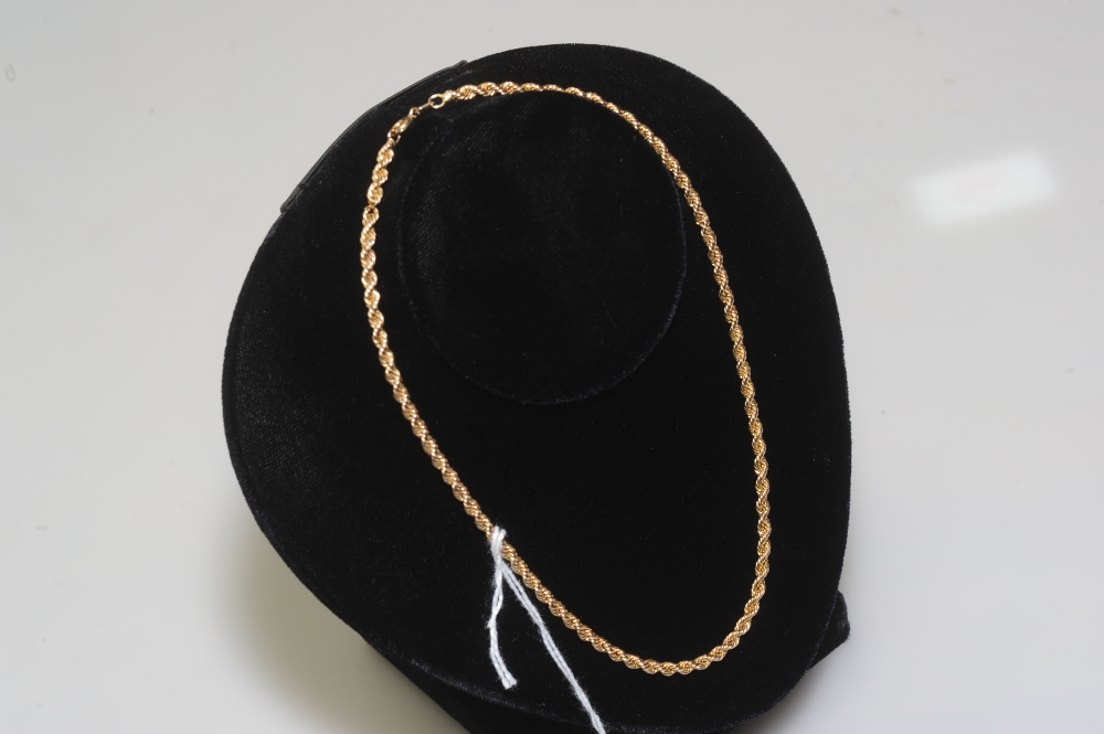 A 9ct gold ropetwist neck chain. 5.3 grams