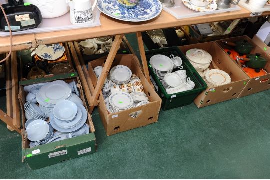 Four boxes of partial tea and dinner services inc. Johnson Bros.