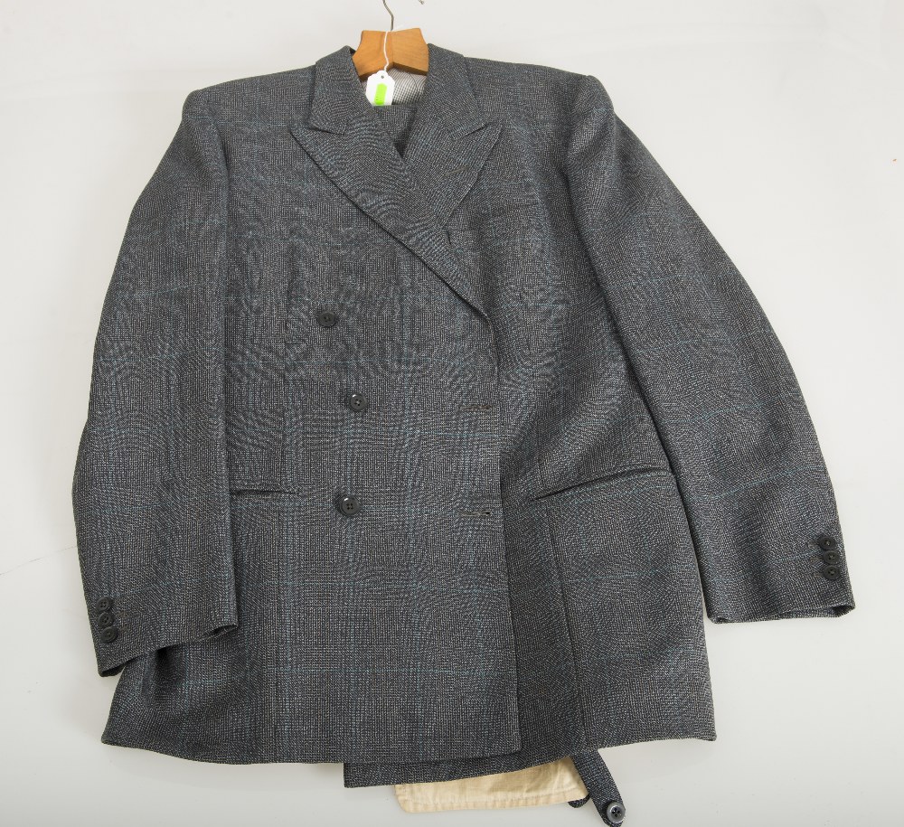 A gentleman`s London tailor-made three piece grey check double-breasted suit, Wyser & Bryant,