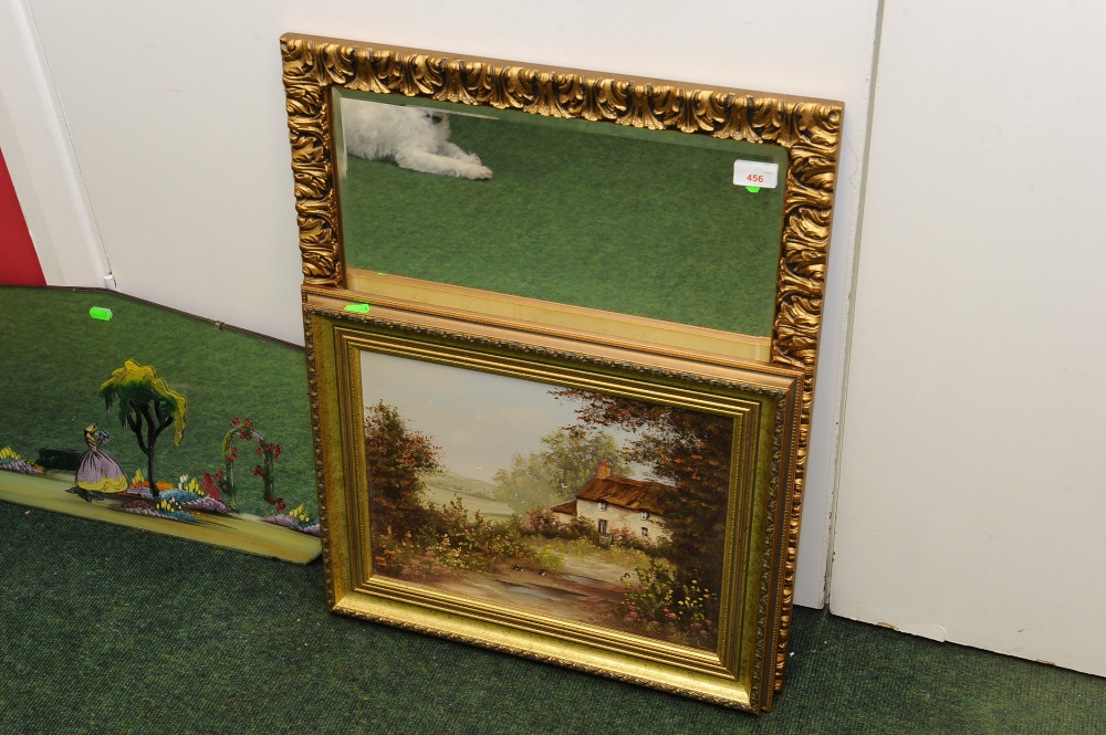 A framed mirror and oil painting of a cottage (2)