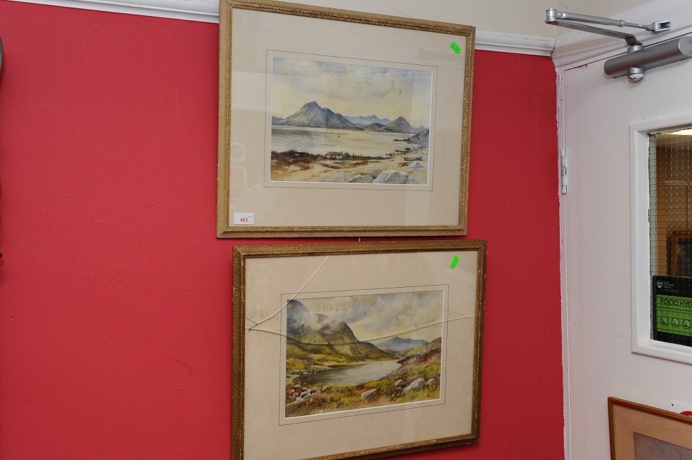 H Peterson, a pair of Highland scenes, watercolours, framed.