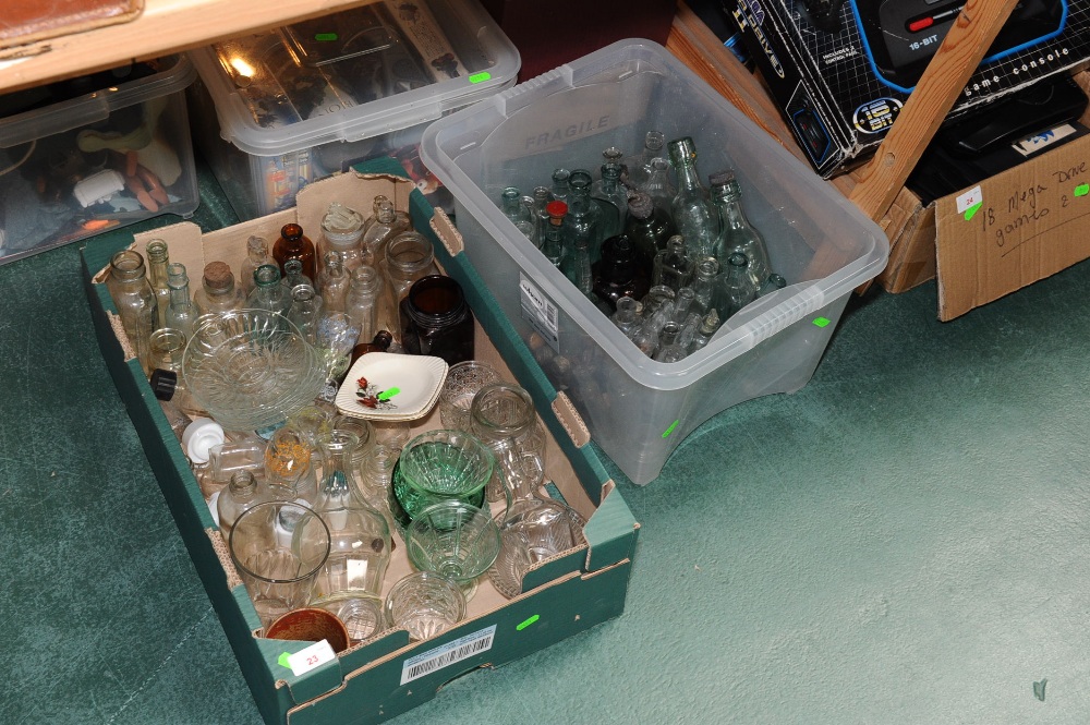 Two boxes of 19th century and later bottles