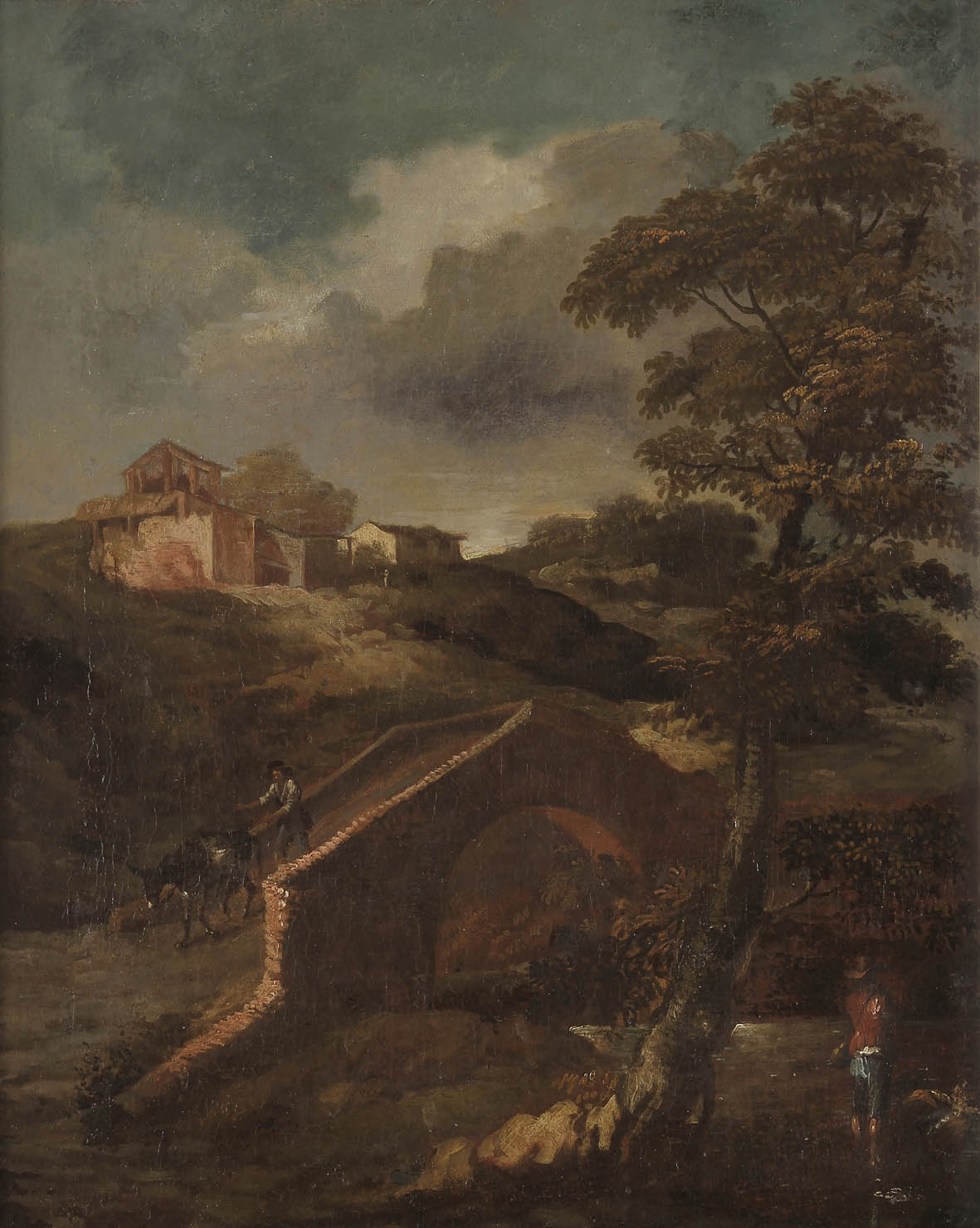 École ITALIENNE du XVIIIe siècle, suiveur de Jan BOTH Cavalier sur un chemin en forêt Le passage du - Image 2 of 2