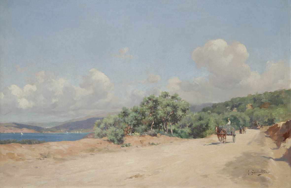 Joseph GARIBALDI  (Marseille 1863 - 1941)  Paysage vers l?étang de Berre  Sur sa toile d?origine.
