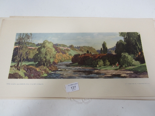A Railway Carriage Coloured Print, after L R Squirrell, River Allen, near Bardon Mill, County
