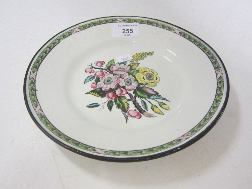 A PEARLWARE SHALLOW DISH attributed to Don Pottery, circa 1820, printed floral spray, diameter